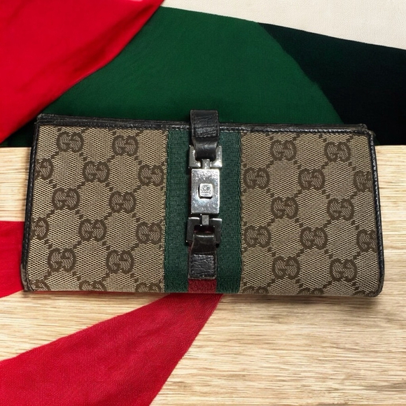 Women's Gucci Sherry Line Piston Wallet Brown - Picture 1 of 9